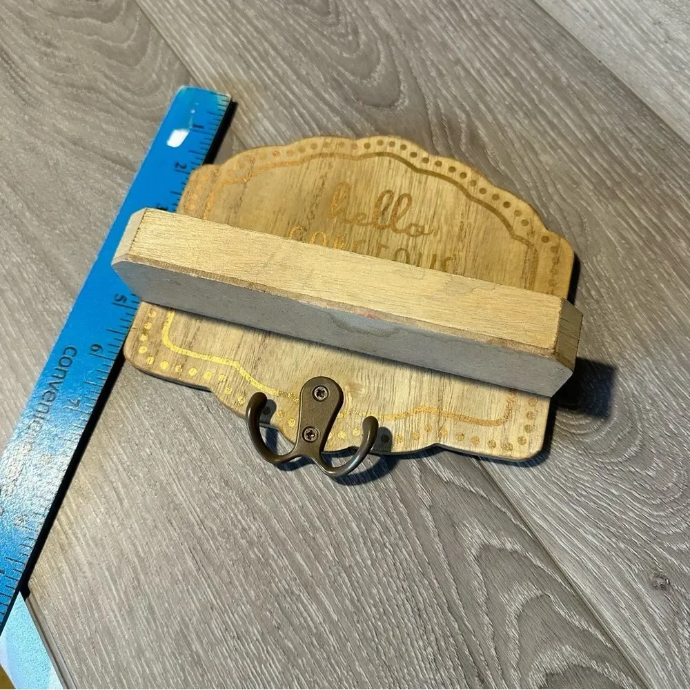 Hello Gorgeous Wall Hook Shelf Rustic Key Holder Jewelry Organizer Wood Entryway